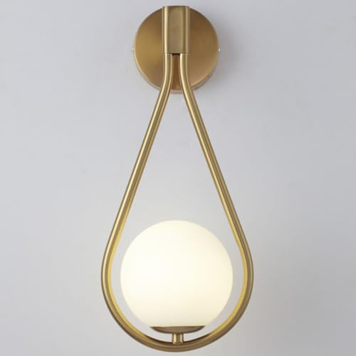 AoLa Glaskugel Wandleuchte LED Innen Wandlampe Moderne Kreative Kugel Design Nachttischlampe 3 Farben 3000K/4000K/6000K Glas Nachtlicht Wohnzimmer Deko Lampe für Schlafzimmer Flur Treppe,Gold