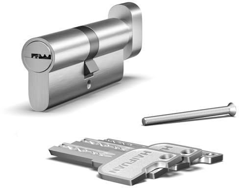 1 pièce de cylindre européen à noyau en laiton de 80 mm (40T/40), entrée latérale unique avec 3 clés en laiton, bouton tournant de l'autre côté, couleur nickel (T-80-NB)