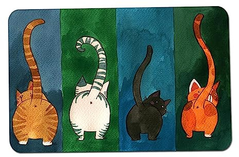 BESPORTBLE Tappetino Antifango in Gomma Sottile Motivo Gatto Zerbino Per Esterni e Interni Facile Da Pulire e Adatto Per Superfici Scivolose
