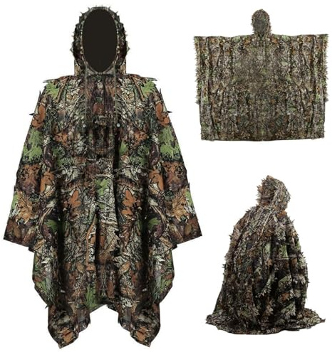 Pesoncarl Ghillie Suit Thermal Camouflage Cloak, Costume à Feuilles 3D pour la Chasse aux vêtements de Chasse légers de Dinde pour Le Tournage Observer la Faune