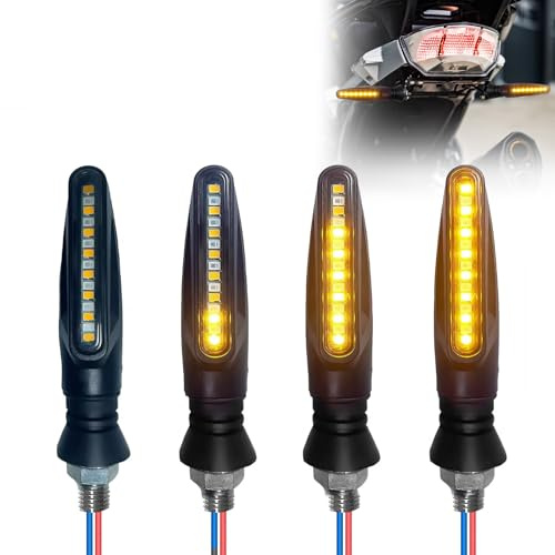 4 Pièces Clignotant Moto LED 12V Indicateurs de Virage Moto Flowing Clignotants Mode Étanches Résistant flexible Signalisation Compatible avec Scooter Quad Cruiser Tout-Terrain Installation Facile