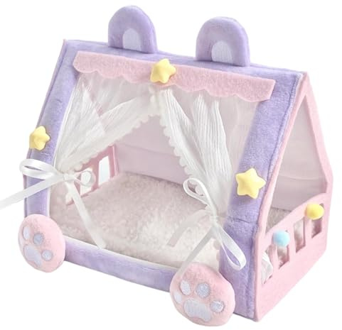 Baby Doll Bed Doll House Accessories Cute Fuzzy Tent Miniature Furniture Small Princess Bed For Pretend Play