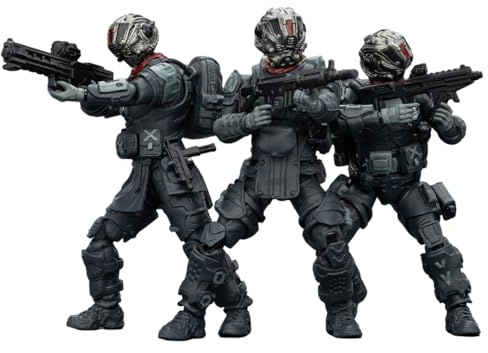 Cubertime Juego de figuras de acción militar de ciencia ficción a escala 1/25, paquete de 3 modelos de soldado desmontables con articulaciones articuladas, equipo táctico y armas, figuras