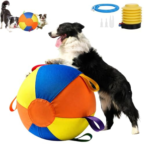 Revuterc 10/18/22 Calming Jumbo Ball for Dogs,Herding Ball for Dogs Large, Durable Tear-Resistant Inflatable Toys With Heavy-Duty Handle Cover & Pump, Big Exercise Toy for Pets And Horses (10in)