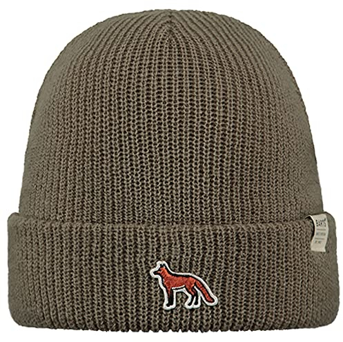 Barts Herren Beanie Portash Strickmütze mit Fuchs-Aufnäher 0371 Army 13