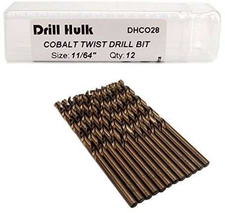 11/64-Inch Cobalt Steel M35 Jobber Length Twist Drill Bits, Pack of 12