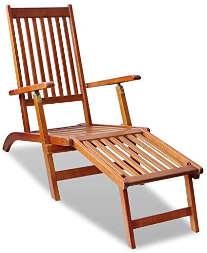 Tumbona de Madera de Acacia Plegable con 5 Posiciones - Resistente a la Intemperie