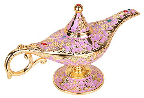 Vintage Aladdin Magic Genie Lampe für Zuhause, Party, Hochzeit, Tischdekoration und Geschenk, klassische Zinklegierung, arabische Lampe, Schmuckschatulle (Gold und Rosa)