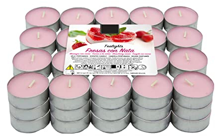 60 Teelichter Stück duftenden, Duftteelichter Duft Erdbeere mit Sahne