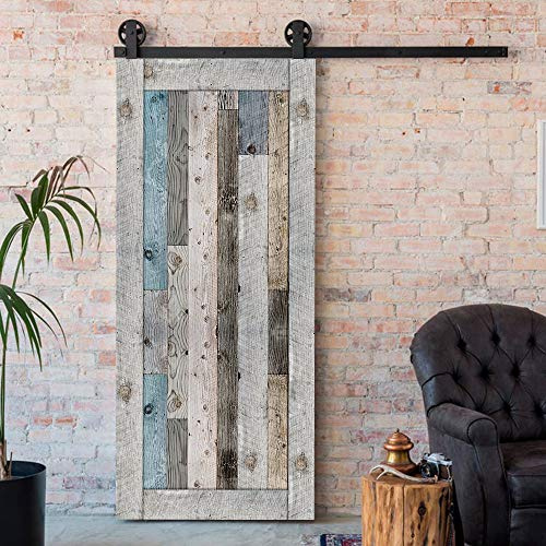 Modern Art 3D Wooden Effect Door Sticker, Peel and Stick Vinyl Door Mural Decals for Home Decor, 32.3x78.7(82x200cm), 2 Pcs Set