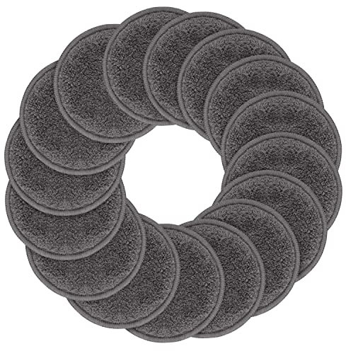 SUNLAND 16 Stück Wiederverwendbar Makeup Entferner Pads für Gesicht, Augen, Lippen Mikrofaser Abschminkpads waschbar Wattepads mit Wäschesack und Reisetasche (Grau, 8cmx16)