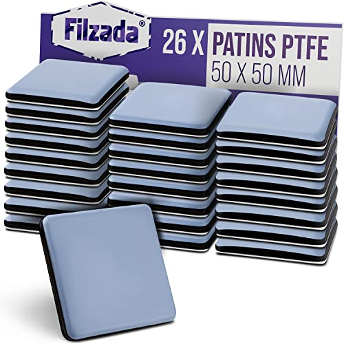Filzada® 26x Almohadillas de Teflón para Muebles Autoadhesivo - 50 x 50 mm
