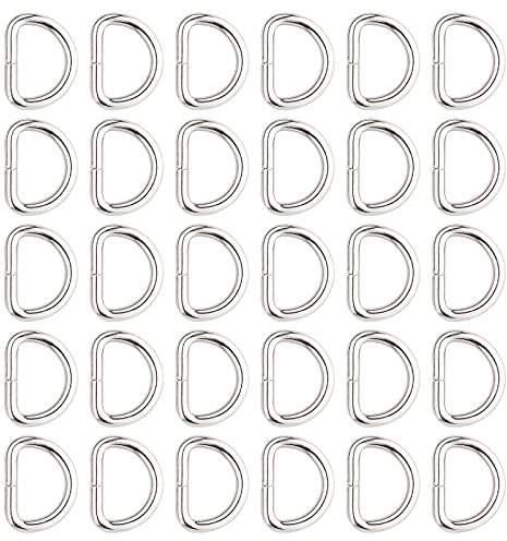 TAIYOU 30 Stück Metall D-Ringe Halbringe Silber D-Ringe 20mm x 3,8 mm D Ringe Schnalle für Rucksack Gürtelschnallen Taschen Gürtel Handtaschen Bastelzubehör