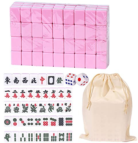 GUOHUA Set Mahjong Cinese - Viaggio Kit Mahjong Cinese Tradizionale con Custodia | 144 Mahjong Tiles Gioco da Tavolo per intrattenimento familiare, Kit Mahjong Portatili in Resina melamminica