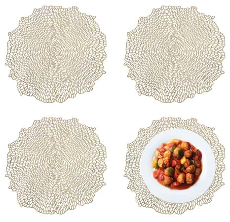 Spldsun 4 Piezas Manteles Individuales Redondos Lavables para Cocina, Hotel y Restaurante (38 Cm De Diámetro)