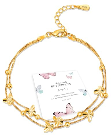 XOEMEL Armband Silber für Damen - Schmetterlinge 925 Silber Layered Armkette Freundschaftsarmbänder - Geschenke für Frauen Zum Geburtstag