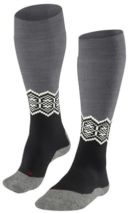 FALKE Damen Skisocken SK2 Intermediate W Kh Wolle Funktionsmaterial warm dick 1 Paar, Schwarz Black-Mix 3010, 35-36