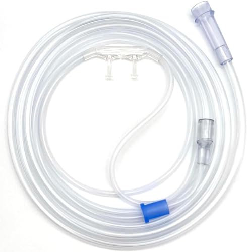 ResOne 14Ft Soft Adult Oxygen Nasal Cannula 1-Pack - Curved Prongs, Crush-Resistant Tubing - Nasal Tubes, Oxygen Concentrator Supplies - Soft Curved Nose Piece, Standard Size, Standard Flow 6 LPM
