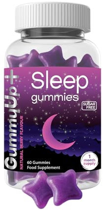 Sugar Free Sleep Gummies x 60 | High Strength Natural Sources Fast Absorbing | Vegan Friendly | Gluten-Free | Chewable Berry Flavour | Gummy up