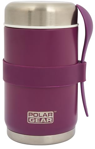 520ml Insulated Food Flasks For Hot Food – Double-Wall Stainless Steel Hot Food Flask With Spoon – Thermal Lunch Box keeps Meals Drinks Hot or Cold for 6 Hours – Leakproof Soup Containers (Grape)