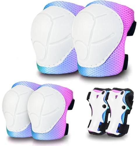 JeeFree Skateboard Pads Kids/Youth/Adult Shield Elbow Pads and Wrist Guards Protective Gear,Strong Double Straps&Adjustable Easy-Fix Clips for Skateboarding,Rollerblading,ScooterRoller,Skating,Bicycle