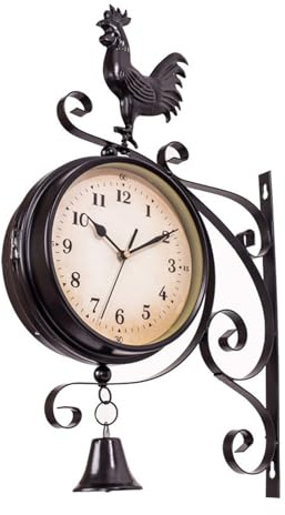 Syfunlv Orologio da parete per stazione ferroviaria, stile retrò, orologio da parete in stile retrò, orologio New York, retrò, batteria, analogico, orologio da parete, decorazione vintage, per