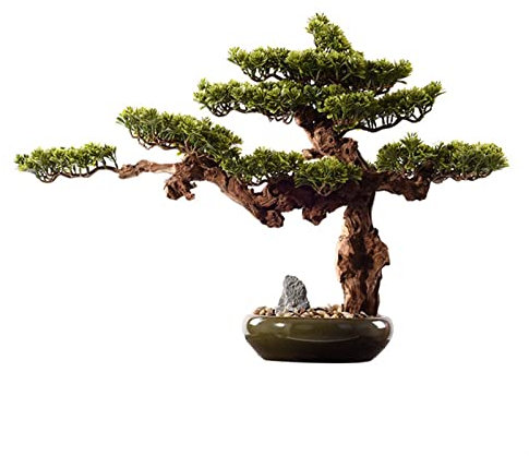 Bonsaï Artificiel Bonsaï artificiel chinois, plante de Simulation de salon, bonsaï d'intérieur, plante verte de pin de bienvenue, plante en Pot en céramique, faux arbre, ornements de bureau Plantes ar