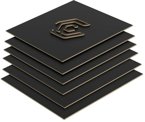 Creatorally Tablero MDF 3mm, Tabla de Madera Bricolaje Corte Laser 30x30 cm, Plancha de Fibra 6 Piezas para Manualidades Grabar Maqueta Color Maderas (Negro)