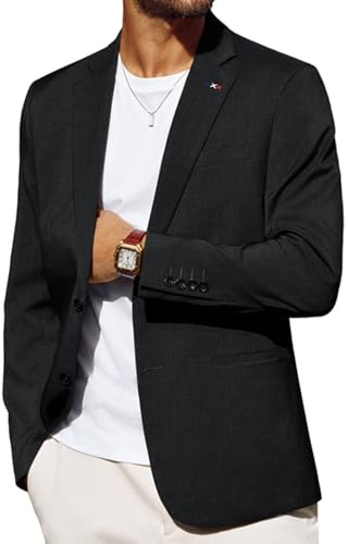 PJ PAUL JONES Veste de blazer sport moderne pour homme coupe droite avec 2 boutons, Noir , XL