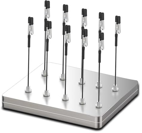 Ruimooto Tercera mano profesional con base magnética. 12 pinzas de cocodrilo flexibles, 1 cepillo y 1 base de caja de hierro. Ideal para ayudas de soldadura, herramientas de modelismo (Mediano)