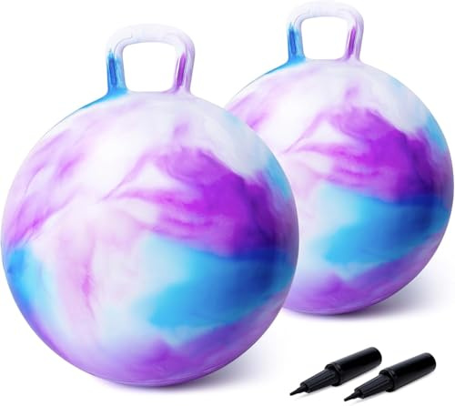 U&C Planet 2 Palline gonfiabili 45CM Pallone da Salto per Bambini 3-8 Anni Supporta Fino a 100 kg Design Antiscivolo con Pompa Palla da Salto in PVC per Interni ed Esterni