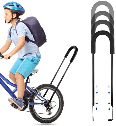 PORFOYO Barra Aprendizaje Bicicleta, Barra De Empuje para Bicicleta, Barra De Empuje para Niños, Ajustable Y Segura con Mango Antideslizante Ayuda para Equilibrio Ideal para Enseñar a Montar, Negro