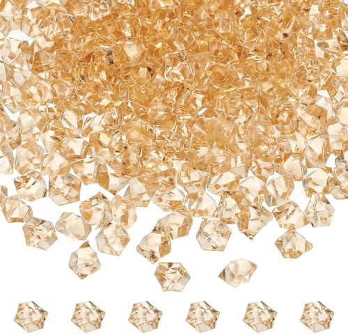 M METERXITY Paquete de 50 piedras de hielo falsas, 18 x 25 mm, gemas acrílicas de hielo triturado para rellenar jarrones, peceras, manualidades de bricolaje [café]