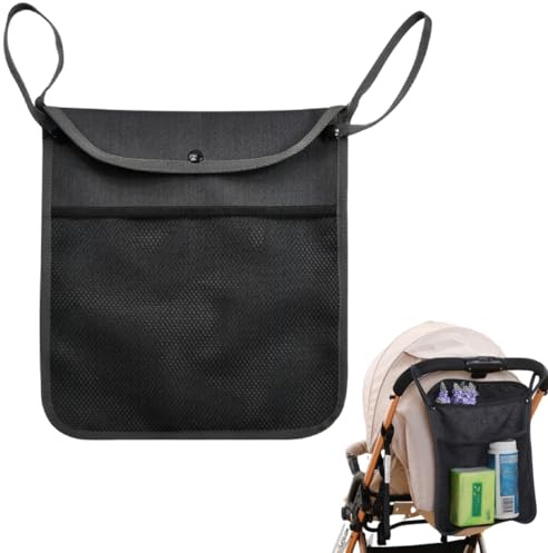 ZORVYN Organisateur Universel pour Poussette Sac Multifonctionnel pour Landau Filet de Rangement pour Poussette Sac de Courses pour Poussettes (33 x 30 cm, Noir)
