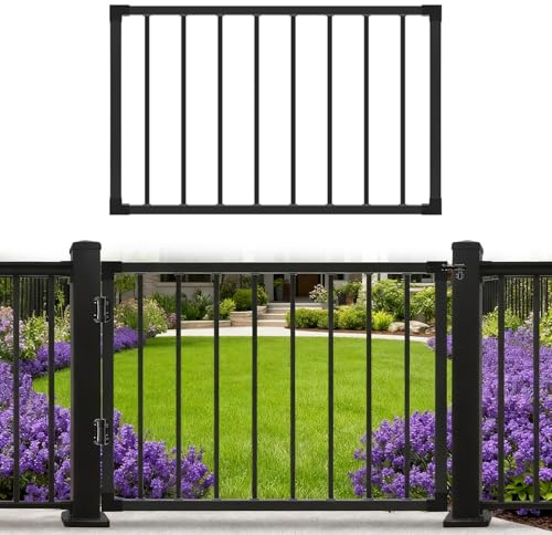 Deck Fence Gate Outdoor, 40''H Gate for 48''H Deck, Entry Way Metal Gate Black Powder Coated DIY Fence Gate, for Residential, Yard, Patio(No Hinge)