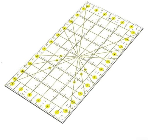 Besttoolifes Righello in acrilico per cucito e patchwork, righello antiscivolo con marcature trasparenti, multifunzione per tagliare tessuti fai da te (righello patchwork bicolore)