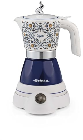 Ariete 1358/1C Moka Aroma Capri, Moka elettrica, 400W, 2/4 tazze, Cordless, Spegnimento automatico, Mantenimento temperatura