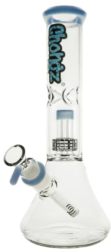Chongz Glas Bandit 4 mm 27,5 cm perkolator vattenpipa, inbyggd perkolator för mjukare, renare drag, isfångare för valfri extra kylning med isbitar (Mjölkblå)