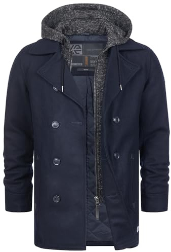 Indicode Hommes Cliff Coat | Manteau court à col montant Navy XXL