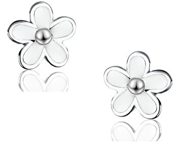 SLUYNZ 925 Sterling Silber Blume Ohrstecker Ohrringe für Damen Mädchen kleine Blume Ohrringe (A-Silver)