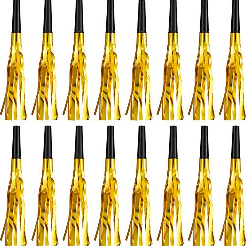 Sumind 24 Pcs Gold Noise Makers Glitter Noise Makers Metallic Fringed Party Blowers for Adults Birthday Graduation Sporting Events 2026 New Years Party Favor Supplies