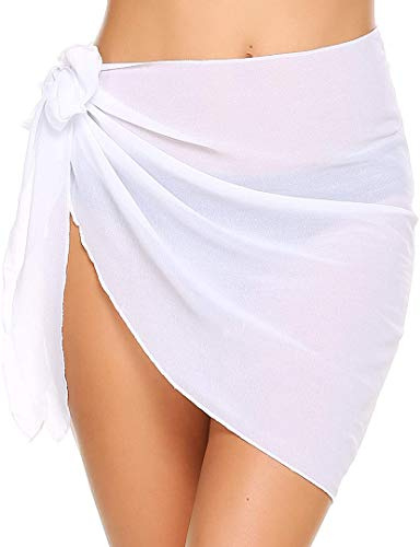 JFAN Dam baddräkt omlottklänning kjol badkläder chiffong sjal strand sarong bikini täcka upp sarong kjol tropisk, H, one size