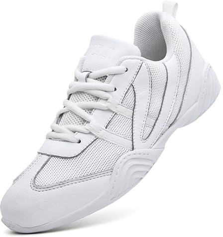 DADAWEN Cheer Shoes for Girls Cheerleading Dance Shoes Athletic Sport Training Shoes New White 2 UK
