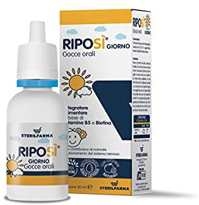 Riposì Giorno CALMA IL BAMBINO, Integratore Alimentare con Vitamina B5 e Biotina Utile a sostenere le fisiologiche performance mentali, dalla nascita. CONSIGLIATE DAL MEDICO PEDIATRA Gocce orali 30 ML