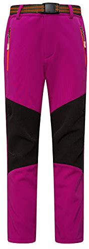 Daysskk Pantalón softshell para niños, forro polar, cálido, invierno, para niños, niñas, impermeable, 100-170, Rosa., 146 cm-152 cm