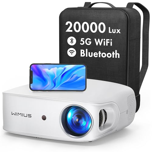 WiMiUS Proiettore 1080P Nativo Full HD 20000 Lumen, Auto 6D Correzione Trapezoidale Videoproiettore 4K Supportato, Proiettore Wifi Bluetooth con Zoom per Home Cinema da 300''