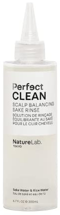NatureLab.TOKYO Perfect Clean Sake Rinse – pH Balancing Treatment for Dry, Itchy Scalp, Clears Buildup & Excess Scalp Oil, Hydrates with Rice Water & Ginseng, 6.7oz