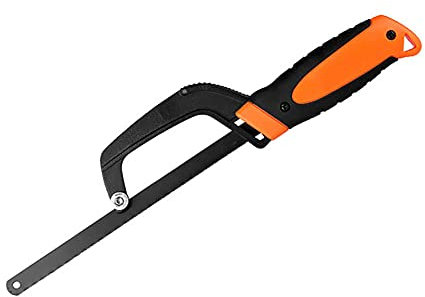 Mini seghetto, portatile in lega di alluminio sega a mano telaio per la lavorazione del legno, taglio in PVC e fai da te, arancione/nero