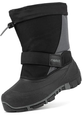 riemot Enfant Bottes de Neige Garçon Fille Imperméable Chaussures d'hiver Chaudes Antidérapantes Bottes Bottines de Randonnée Boots de Trekking Outdoor,Gris,36 EU