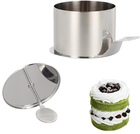 emperoch Dessertringe Set aus Edelstahl, Ø 7,5 cm, Höhe 5,5 cm, inklusive Heber & Stampfer - Runde Anrichteringe für Backen und Servieren